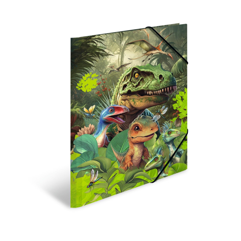 HERMA Classeur A3 dinosaure pour enfant en carton avec motif dinosaure animal, élastique, rabat intérieur et impression intérieu HERMA Classeur A3 dinosaure pour enfant en carton avec motif dinosaure animal, élastique, rabat intérieur et impression intérieu