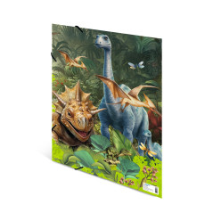 HERMA Classeur A3 dinosaure pour enfant en carton avec motif dinosaure animal, élastique, rabat intérieur et impression intérieu