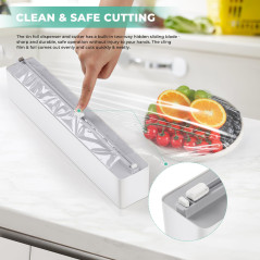 Quasziwa Derouleur Film Alimentaire Magnétique - Distributeur Papier Aluminium et Film avec Lames Tranchantes, Cutter Pour Tiroi