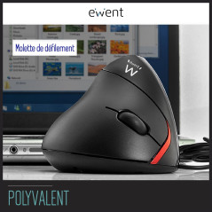 Ewent Souris Ergonomique - Poignée Verticale - Connecteur USB - Équipée d'un capteur Optique 1000dpi