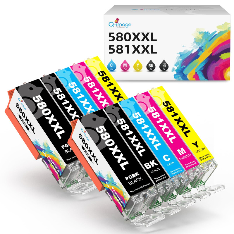 Q-image 580XXL 581XXL Compatible avec Cartouches Canon 580 581 XXL Multipack, pour Canon Pixma TS8150 TS8250 TS6150 TS6151 TR855 Q-image 580XXL 581XXL Compatible avec Cartouches Canon 580 581 XXL Multipack, pour Canon Pixma TS8150 TS8250 TS6150 TS6151 TR855
