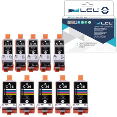 LCL Cartouche d'encre Compatible PGI-35 PGI35 CLI-36 CLI36 1509B002 1511B002 (5 Noir 5 Couleur) Remplacement pour Canon PIXMA IP