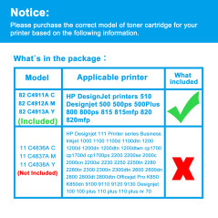 LCL Cartouche d'encre Compatible C4911A C4912A C4913A(2Cyan 2Magenta 2Jaune) Remplacement pour HP DesignJet Printers: 510/Design