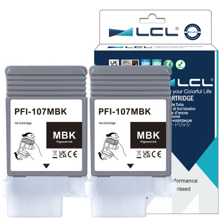 LCL PFI-107 130-ml Matte Noir Cartouche d'encre Compatible pour Canon PFI-107 PFI-107MBK PFI107MBK pour Canon ImagePROGRAF iPF67