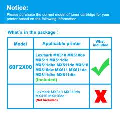 LCL Cartouche de Toner Compatible 60F2X00 601X 60F0XA0 600XA 60F2X0E 602XE 20000Pages (1Noir) Remplacement pour Lexmark MX510 MX