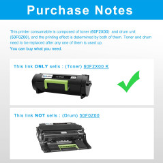 LCL Cartouche de Toner Compatible 60F2X00 601X 60F0XA0 600XA 60F2X0E 602XE 20000Pages (1Noir) Remplacement pour Lexmark MX510 MX