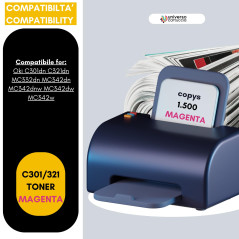 UniversoCartouche® Toner compatible non OEM pour imprimantes C301 C321 MC332 MC342 5 toners compatibles pour Oki C301dn C321dn M