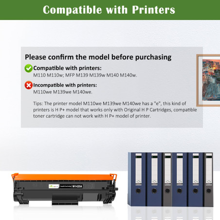 142A W1420A (avec puce) Cartouche de toner compatible 1000 pages Capacité standard noire pour H P M110 M110W MFP M139 M140 M140W