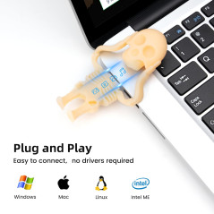 Clé USB de 64 Go en Forme de Squelette de Dessin Animé Pendrive Amusante USB Mémoire Stick Cadeau (Jaune)