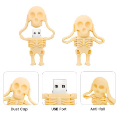 Clé USB de 64 Go en Forme de Squelette de Dessin Animé Pendrive Amusante USB Mémoire Stick Cadeau (Jaune)