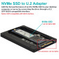 ADWITS Boîtier de Conversion SSD U.2 vers NVMe U.2 (SFF-8639) vers M.2 Key-M 6,3 cm 7 mm, Compatible avec PCIe 3.0 4.0 NVMe & AH