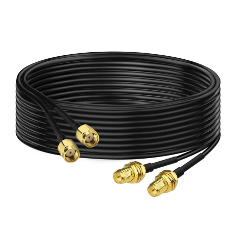 Bingfu Cable RP-SMA Rallonge Antenne WiFi 3m Adaptateur de RP-SMA Mâle à Femelle RG174 pour Extension Telesurveillance Routeur W