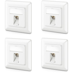 deleyCON 4x Prise Réseau CAT6a Encastrable avec RJ45 Keystone - 10 Gbit/s - STP Blindée - Prise de Données pour Câbles de Raccor