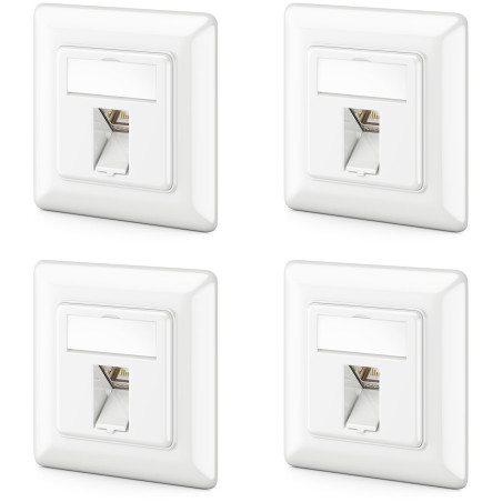 deleyCON 4x Prise Réseau CAT6a Encastrable avec RJ45 Keystone - 10 Gbit/s - STP Blindée - Prise de Données pour Câbles de Raccor
