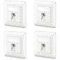 deleyCON 4x Prise Réseau CAT6a Encastrable avec RJ45 Keystone - 10 Gbit/s - STP Blindée - Prise de Données pour Câbles de Raccor
