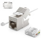 deleyCON 4x Prise Réseau CAT6a Encastrable avec RJ45 Keystone - 10 Gbit/s - STP Blindée - Prise de Données pour Câbles de Raccor