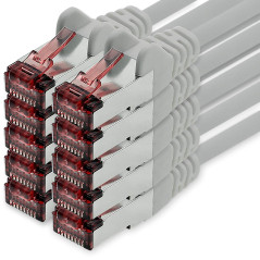 1CONN Câble réseau Cat6 10 x 0,25 m gris câble Ethernet Lankabel câble réseau Cat6 Lan câble patch Sftp Pimf 1000 Mbits