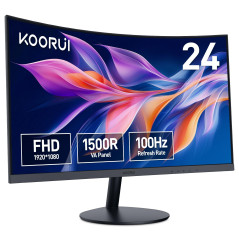 KOORUI Écran PC Incurvé - Dalle VA 23.6 Pouces, Résolution FHD (1920 x 1080), 1500R, 100Hz, 5ms, HDMI, VGA, Réglage de l’Inclina