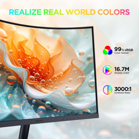 KOORUI Écran PC Incurvé - Dalle VA 23.6 Pouces, Résolution FHD (1920 x 1080), 1500R, 100Hz, 5ms, HDMI, VGA, Réglage de l’Inclina