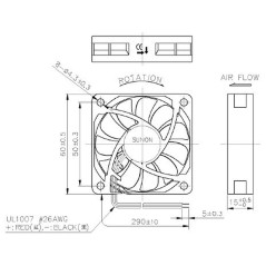 Fan Ventilateur 24V DC 1,8W 60x60x15mm 44,8m³/h 4700U/Min 44,8m³/h Sunon MF60152V11000UA99