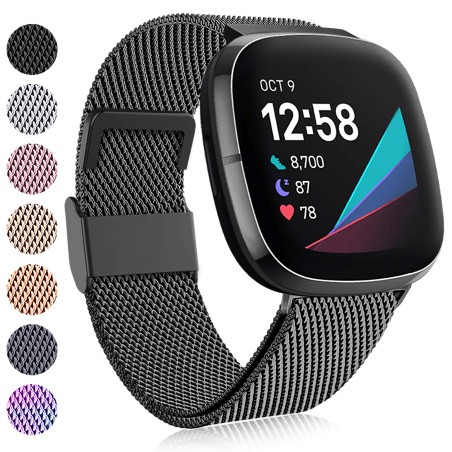 Faliogo Compatible avec Fitbit Versa 3 Bracelet/Fitbit Sense Bracelet, Bracelet de Remplacement Métal en Acier Inoxydable pour F