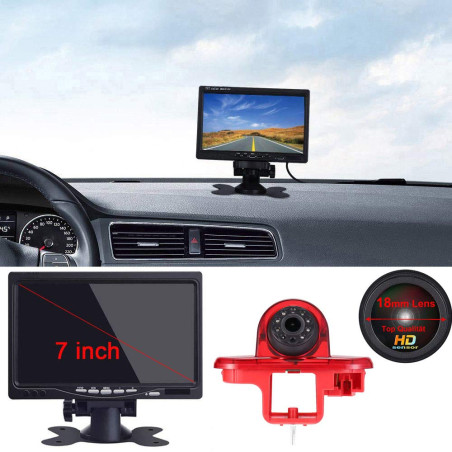 Lumière de Frein de Voiture Caméra de recul Aide au stationnement+7’’ LCD Moniteur Remplacement pour Opel Vivaro Surf Concept/Li