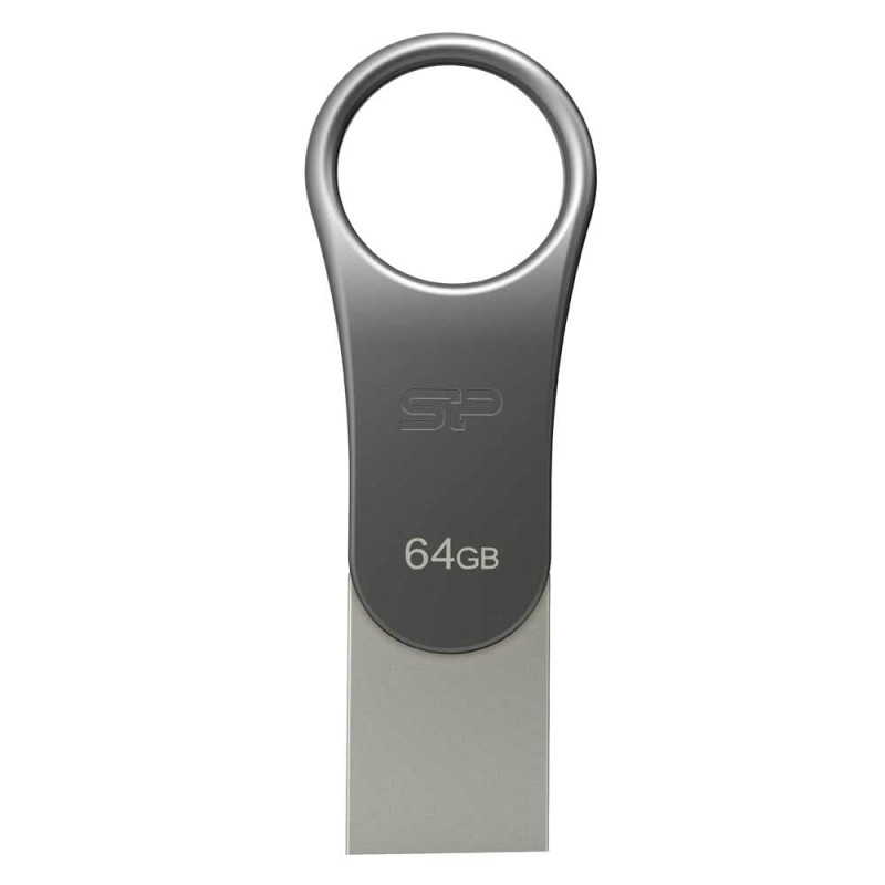 Silicon Power Mobile C80 lecteur USB flash 64 Go USB Type-A / USB Type-C 3.0 (3.1 Gen 1) Titane - Lecteurs USB flash (64 Go, USB
