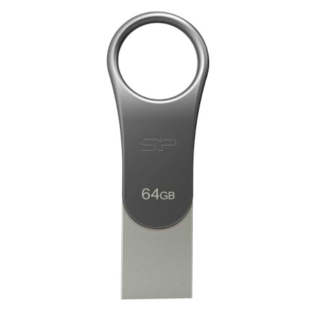 Silicon Power Mobile C80 lecteur USB flash 64 Go USB Type-A / USB Type-C 3.0 (3.1 Gen 1) Titane - Lecteurs USB flash (64 Go, USB