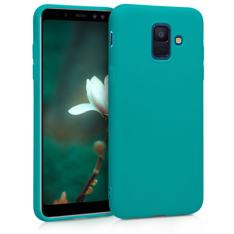 kwmobile Housse Compatible avec Samsung Galaxy A6 (2018) Coque - Housse de téléphone Protection Souple en Silicone - pétrole Mat