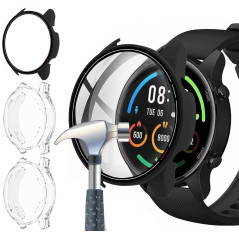 Acadeny 2pièces Coque Protection Écran en Verre Trempé +PC Bumper Compatible avec Xiaomi Mi Watch Anti-Rayure Protecteur Étui -N