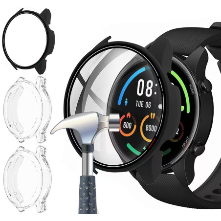 Acadeny 2pièces Coque Protection Écran en Verre Trempé +PC Bumper Compatible avec Xiaomi Mi Watch Anti-Rayure Protecteur Étui -N