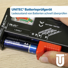 Unitec Testeur de batterie universel 1,5 V/9 V 46021