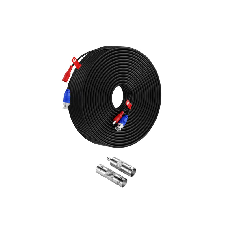 Anlapus PACK 1 Câble Coaxial BNC Vidéo Rallonge 100ft 30mètres Préfabriqué Tout-En-Un pour Camera de Surveillance Analog/CVI/AHD