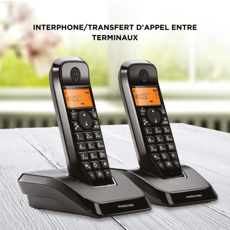 Motorola Voice - S1202 S12 Series Téléphone numérique sans Fil avec Blocage d'appel et Fonction Ne Pas déranger, Haut-Parleur Ma