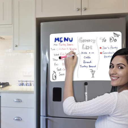Tableau Blanc Magnétique Effaçable à Sec pour Frigo 30x20 cm - Écriture et Nettoyage Faciles, Pour Maison, Cuisine, Liste de Cou