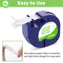 Aken Compatible avec Dymo Letratag Ruban Papier 12mm x 4m, Comaptible avec Dymo Letratag 200B LT100H LT100T Plus XR LT110T, Pape