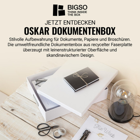 Bigso Box of Sweden 945145541 Boîte de Rangement Format A4 Panneau de Fibre Blanc 35 x 26 x 8,5 cm