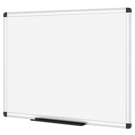 VIZ-PRO tableau blanc magnétique avec cadre en aluminium et porte-marqueurs, effaçable à sec, 120 x 90 cm, idéal pour bureau, éc