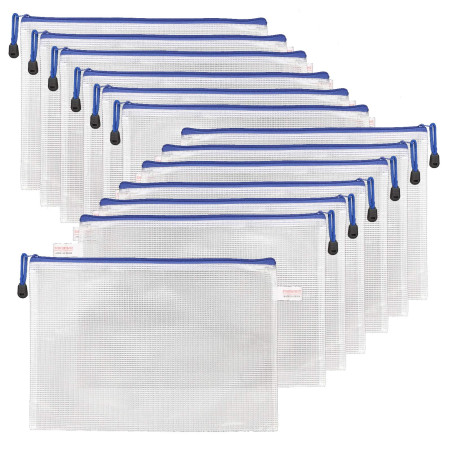 STARVAST 20 Pcs Pochette A4 Zippée, Pochette à Fermeture Éclair, Chemise PVC Mesh de Rangement Fichiers A4 pour Stockage Documen