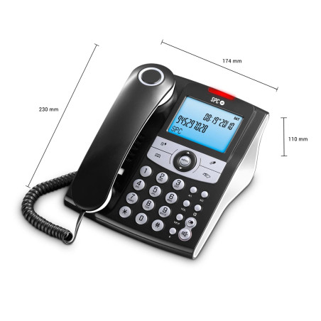 SPC Elegance ID - Téléphone Fixe de Bureau avec écran éclairé, 2 mémoires directes, répertoire téléphonique, identifiant de l'ap