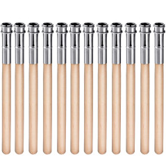 12 Pièces Extendeurs de Crayon en Bois Allongeur de Crayon d'Art Extension de Crayon avec Poignée en Aluminium pour Fournitures 