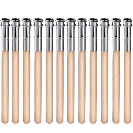 12 Pièces Extendeurs de Crayon en Bois Allongeur de Crayon d'Art Extension de Crayon avec Poignée en Aluminium pour Fournitures 