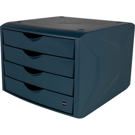 helit H6429534 Boîte de rangement à tiroirs « the green chameleon », en plastique recyclé, certifié Blauer Engel bleu, 1 pièce