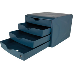 helit H6429534 Boîte de rangement à tiroirs « the green chameleon », en plastique recyclé, certifié Blauer Engel bleu, 1 pièce