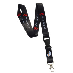 Tour de Cou Badge Cordon Porte Clés avec Clip Lanière Imprimé Recto Verso (Noir)