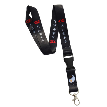 Tour de Cou Badge Cordon Porte Clés avec Clip Lanière Imprimé Recto Verso (Noir)