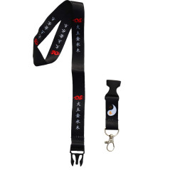 Tour de Cou Badge Cordon Porte Clés avec Clip Lanière Imprimé Recto Verso (Noir)