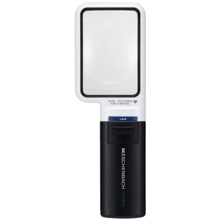 Eschenbach OPTIK Loupe à main avec éclairage LED mobiluxLED 75 x 50 mm, 15113, grossissement 3,5x, 75 x 50 mm