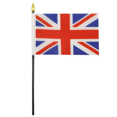 AZ FLAG - Mini Drapeau Royaume-Uni De Table - 15x10 cm - Drapeau Anglais De Bureau 100% Polyester Avec Hampe Pointe Dorée 25cm