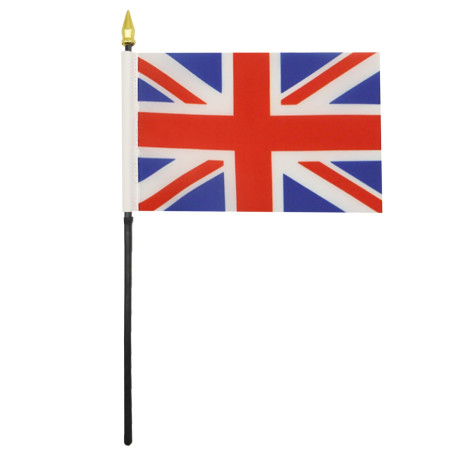AZ FLAG - Mini Drapeau Royaume-Uni De Table - 15x10 cm - Drapeau Anglais De Bureau 100% Polyester Avec Hampe Pointe Dorée 25cm